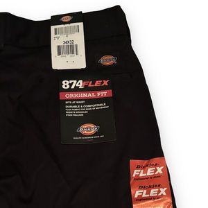 BRAND NEW DICKIES 874 FLEX ORIGINAL FIT BLACK PANTS SIZE 34W 32L WITH TAGS